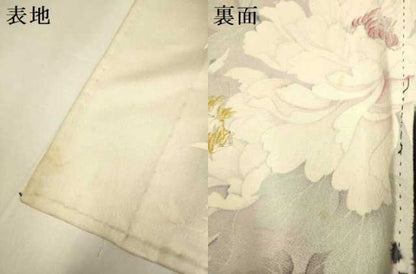 平和屋着物▽豪華振袖　単衣　刺繍　草花文　暈し染め　黒地　銀彩　正絹　逸品　DABJ3577du