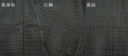 平和屋着物▽本塩沢　単衣　変わり市松文様　正絹　逸品　DABJ3578du