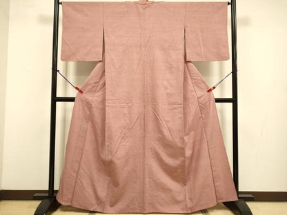 平和屋着物▽結城紬　単衣　ココアブラウン色　正絹　逸品　DABJ3579du