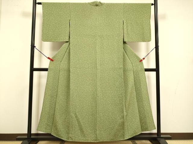 平和屋着物▽上質な小紋　単衣　成り物　鬼しぼ縮緬　正絹　逸品　DABJ3584du