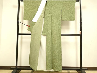 平和屋着物▽上質な小紋　単衣　成り物　鬼しぼ縮緬　正絹　逸品　DABJ3584du