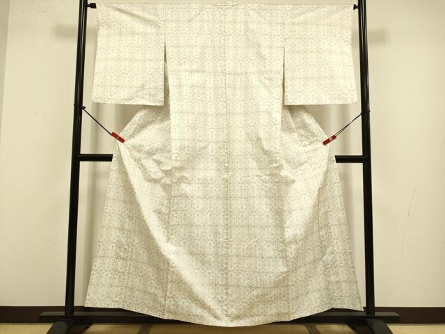 平和屋着物▽本場大島紬　白大島　単衣　洋花文　正絹　逸品　DABJ3588du