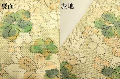 平和屋着物▽上質な紬　単衣　舞花文　正絹　逸品　DABJ3589du