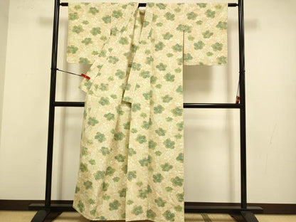 平和屋着物▽上質な紬　単衣　舞花文　正絹　逸品　DABJ3589du