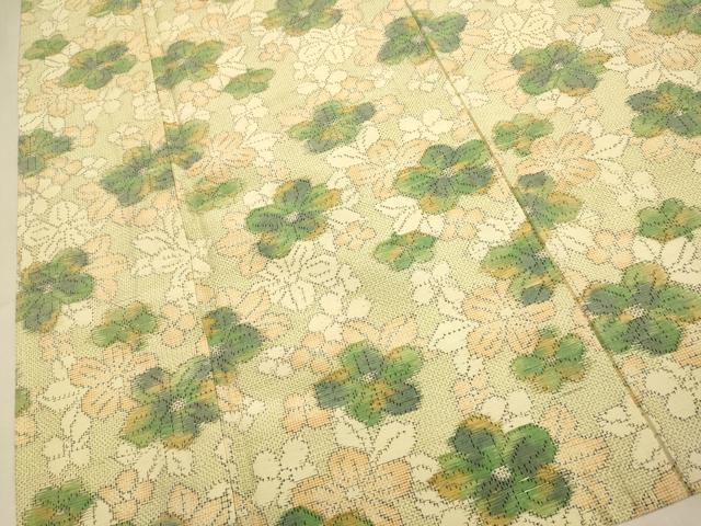 平和屋着物▽上質な紬　単衣　舞花文　正絹　逸品　DABJ3589du