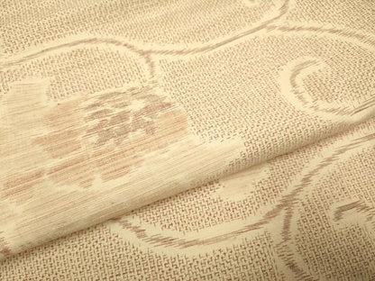 平和屋着物▽上質な紬　単衣　花唐草文　正絹　逸品　DABJ3596du