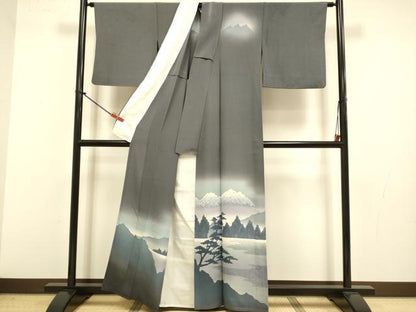 平和屋着物▽訪問着　単衣　風景文　暈し染め　正絹　逸品　DABJ3601du