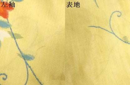 平和屋着物▽上質な紬　単衣　花唐草文　正絹　逸品　DABJ3605du