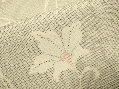 平和屋着物▽本塩沢　単衣　110亀甲　花唐草文　正絹　逸品　DABJ3607du