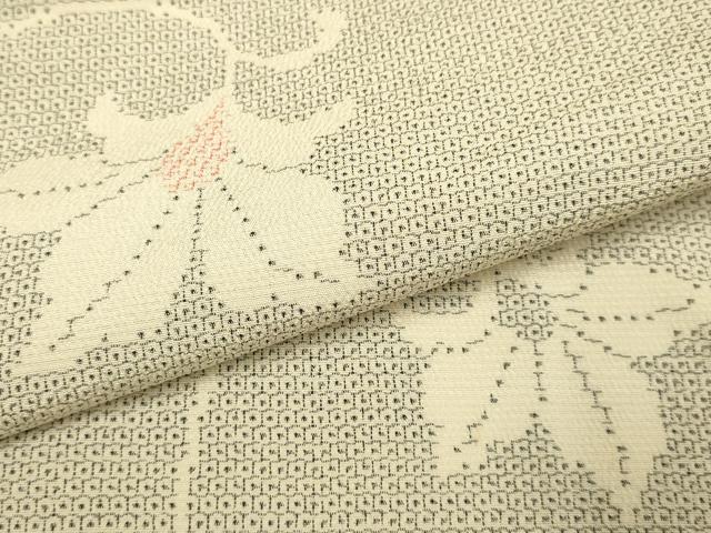 平和屋着物▽本塩沢　単衣　110亀甲　花唐草文　正絹　逸品　DABJ3607du