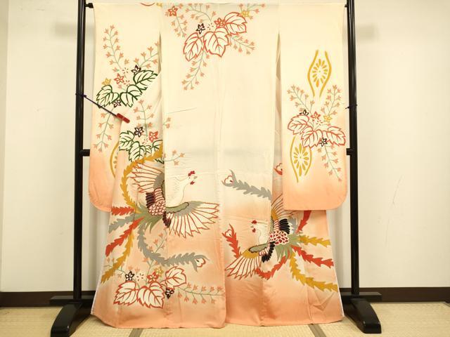 平和屋着物▽豪華振袖　単衣　駒刺繍　鳳凰花文　金彩　正絹　逸品　DABJ3612du