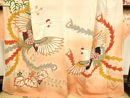 平和屋着物▽豪華振袖　単衣　駒刺繍　鳳凰花文　金彩　正絹　逸品　DABJ3612du