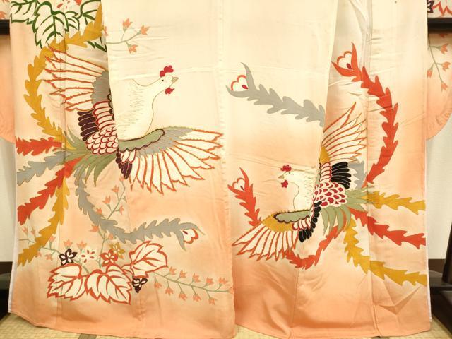 平和屋着物▽豪華振袖　単衣　駒刺繍　鳳凰花文　金彩　正絹　逸品　DABJ3612du