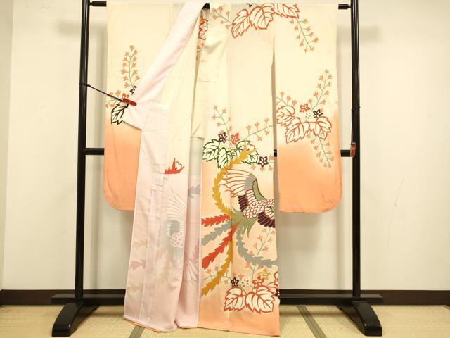 平和屋着物▽豪華振袖　単衣　駒刺繍　鳳凰花文　金彩　正絹　逸品　DABJ3612du