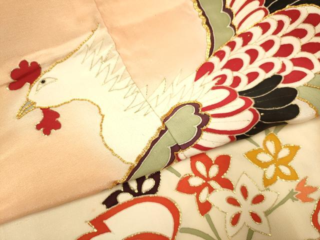 平和屋着物▽豪華振袖　単衣　駒刺繍　鳳凰花文　金彩　正絹　逸品　DABJ3612du