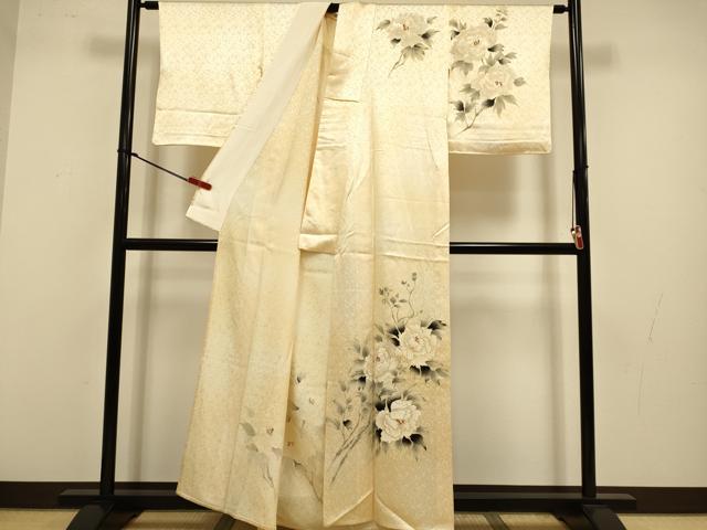 平和屋着物▽訪問着　単衣　刺繍　手描き　枝花文　暈し染め　正絹　逸品　DABJ3613du