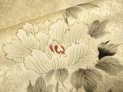 平和屋着物▽訪問着　単衣　刺繍　手描き　枝花文　暈し染め　正絹　逸品　DABJ3613du