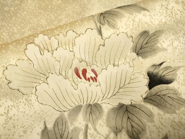 平和屋着物▽訪問着　単衣　刺繍　手描き　枝花文　暈し染め　正絹　逸品　DABJ3613du