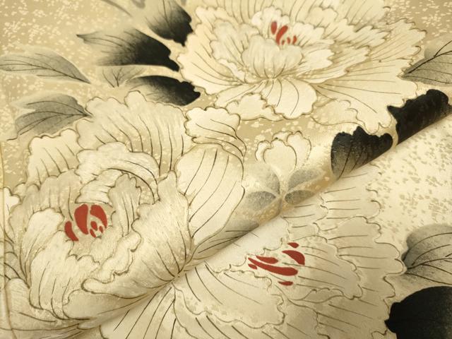 平和屋着物▽訪問着　単衣　刺繍　手描き　枝花文　暈し染め　正絹　逸品　DABJ3613du