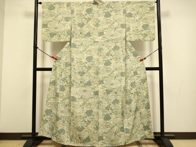 平和屋着物▽上質な小紋　単衣　人物風景文　正絹　逸品　DABJ3616du