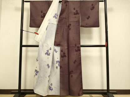 平和屋着物▽小紋　無双　紗袷　紗×絽　草花文　洗える着物　DABJ3622du