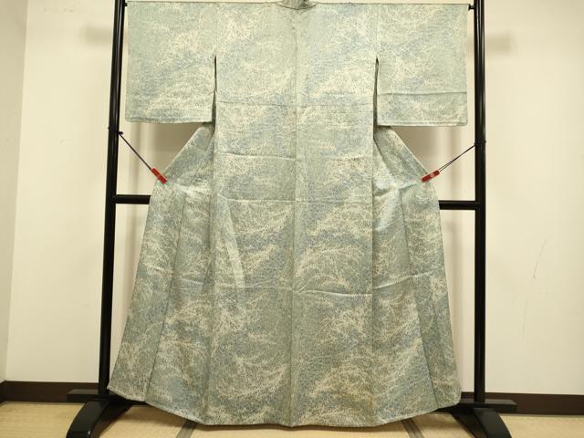 平和屋着物▽上質な小紋　単衣　草花文　正絹　逸品　DABJ3623du