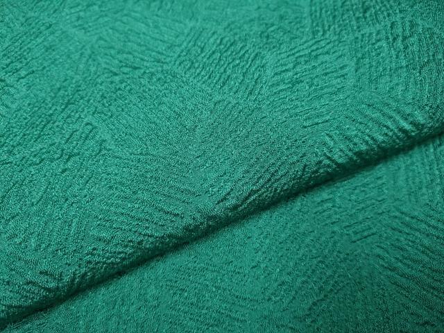 平和屋着物▽色無地　単衣　切嵌地紋　濃い青緑色　洗える着物　DABJ3638du
