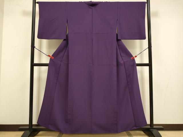 平和屋着物▽色無地　単衣　濃い桑の実色　洗える着物　DABJ3640du