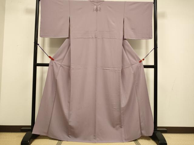 平和屋着物▽色無地　単衣　梅鼠色　洗える着物　DABJ3644du