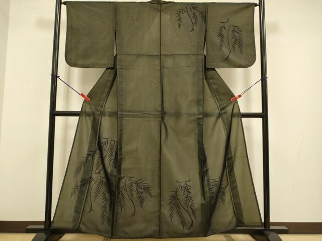 平和屋着物▽訪問着　無双　紗袷　紗×絽　手描き　枝垂れ柳文　正絹　逸品　DABJ3646du