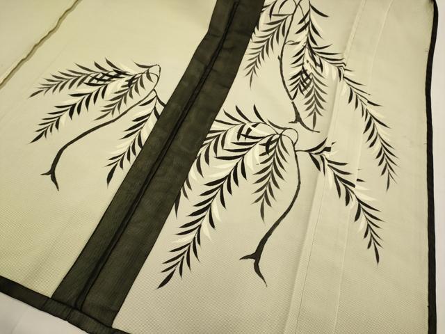 平和屋着物▽訪問着　無双　紗袷　紗×絽　手描き　枝垂れ柳文　正絹　逸品　DABJ3646du