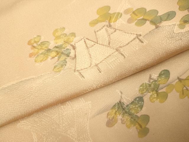 平和屋着物▽上質な小紋　単衣　地紋起こし　風景文　暈し染め　正絹　逸品　DABJ3647du