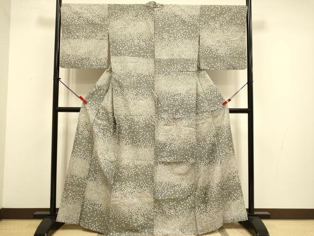 平和屋着物▽上質な紬　単衣　霞文　正絹　逸品　DABJ3651du