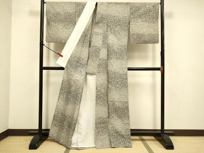 平和屋着物▽上質な紬　単衣　霞文　正絹　逸品　DABJ3651du