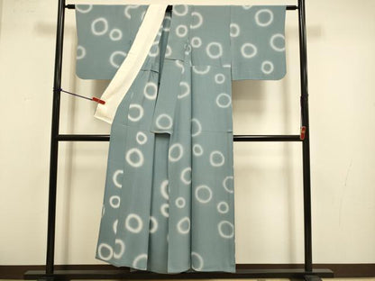 平和屋着物▽上質な小紋　単衣　丸文　正絹　逸品　DABJ3654du