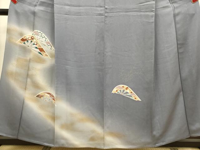平和屋着物▽訪問着　単衣　片輪車花文　暈し染め　金彩　正絹　逸品　DABJ3656du