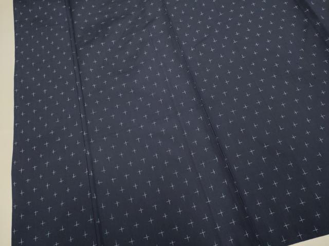 平和屋着物▽上質な紬　単衣　十字絣　正絹　逸品　DABJ3661du