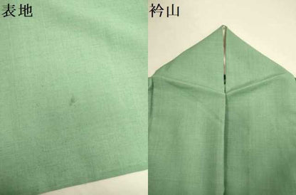 平和屋着物▽結城紬　単衣　薄青色　正絹　逸品　DABJ3662du