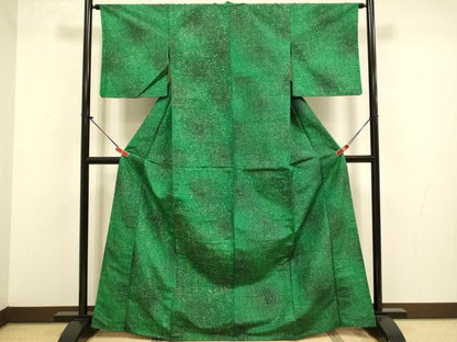 平和屋着物▽上質な小紋　単衣　紬地　霞文　暈し染め　正絹　逸品　DABJ3664du