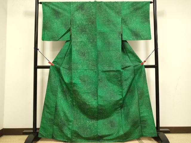 平和屋着物▽上質な小紋　単衣　紬地　霞文　暈し染め　正絹　逸品　DABJ3664du