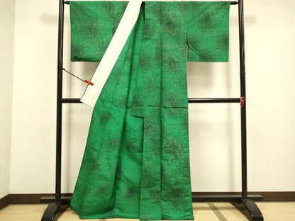 平和屋着物▽上質な小紋　単衣　紬地　霞文　暈し染め　正絹　逸品　DABJ3664du
