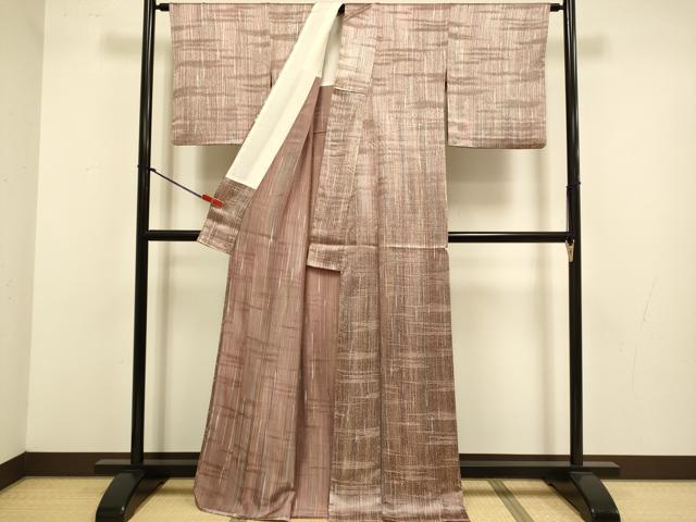 平和屋着物▽上質な小紋　単衣　霞文　正絹　逸品　DABJ3668du