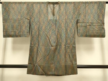 平和屋着物▽道行コート　二部式　スリーシーズン　春夏秋　塵除け　洋花文　正絹　逸品　DABJ3669du