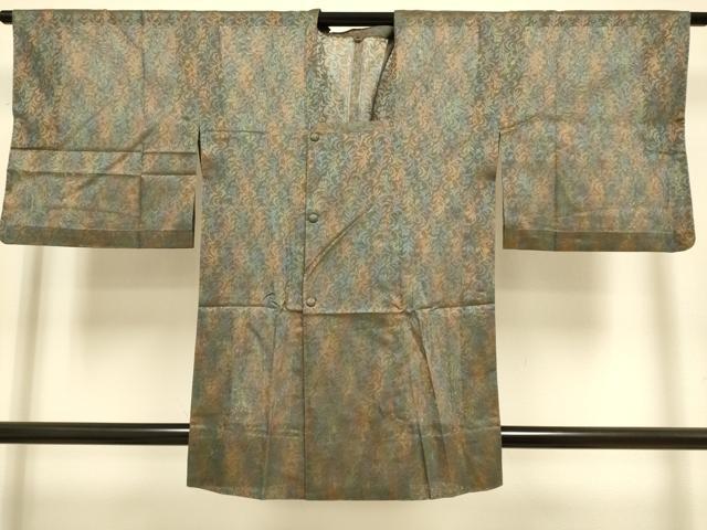 平和屋着物▽道行コート　二部式　スリーシーズン　春夏秋　塵除け　洋花文　正絹　逸品　DABJ3669du