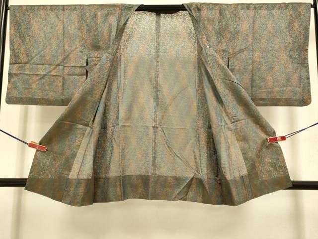 平和屋着物▽道行コート　二部式　スリーシーズン　春夏秋　塵除け　洋花文　正絹　逸品　DABJ3669du