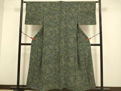 平和屋着物▽上質な小紋　単衣　葉尽くし　正絹　逸品　DABJ3671du