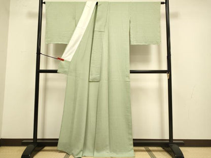 平和屋着物▽上質な色無地　単衣　鶸茶色　正絹　逸品　未使用　DABJ3672du