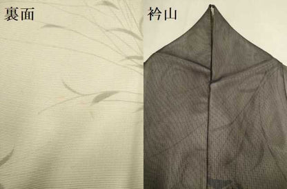 平和屋着物▽訪問着　無双　紗袷　紗×絽　手描き　草葉文　暈し染め　正絹　逸品　DABJ3673du