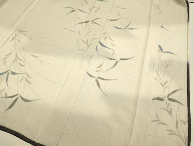 平和屋着物▽訪問着　無双　紗袷　紗×絽　手描き　草葉文　暈し染め　正絹　逸品　DABJ3673du