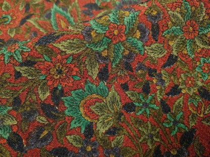 平和屋着物▽上質な小紋　単衣　更紗花文　鬼しぼ縮緬　正絹　逸品　未使用　DABJ3677du